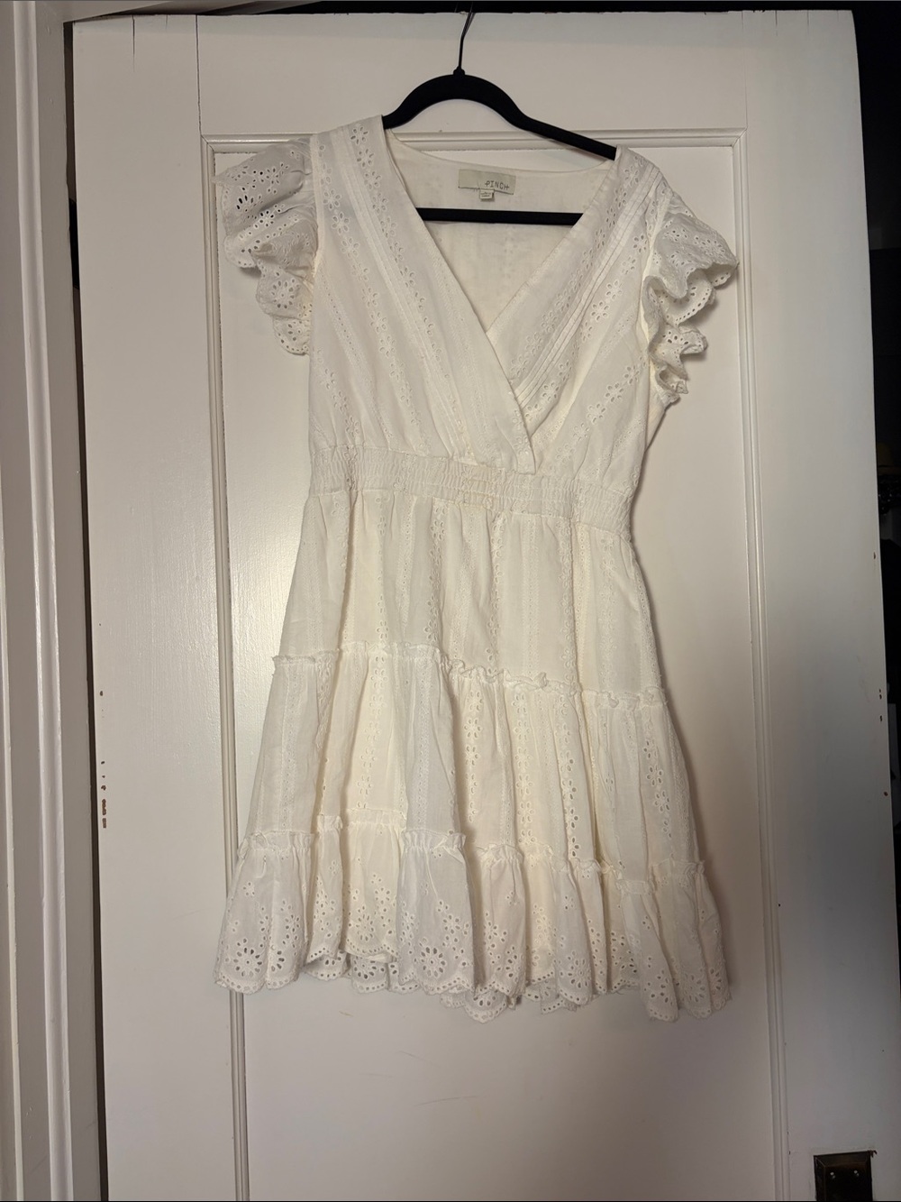Pinch White Eyelet Ruffle Mini Dress